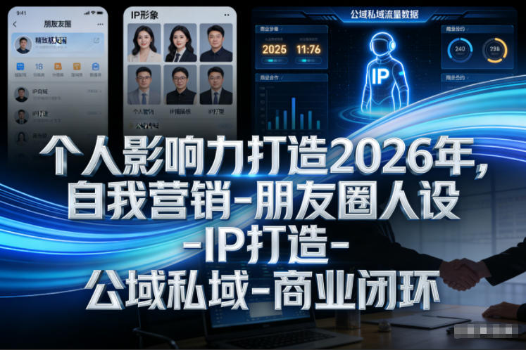 个人影响力打造2026年，自我营销-朋友圈人设-IP打造-公域私域-商业闭环-遨游资源库