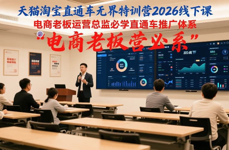 天猫淘宝直通车无界特训营2026线下课，电商老板运营总监必学直通车推广体系-遨游资源库