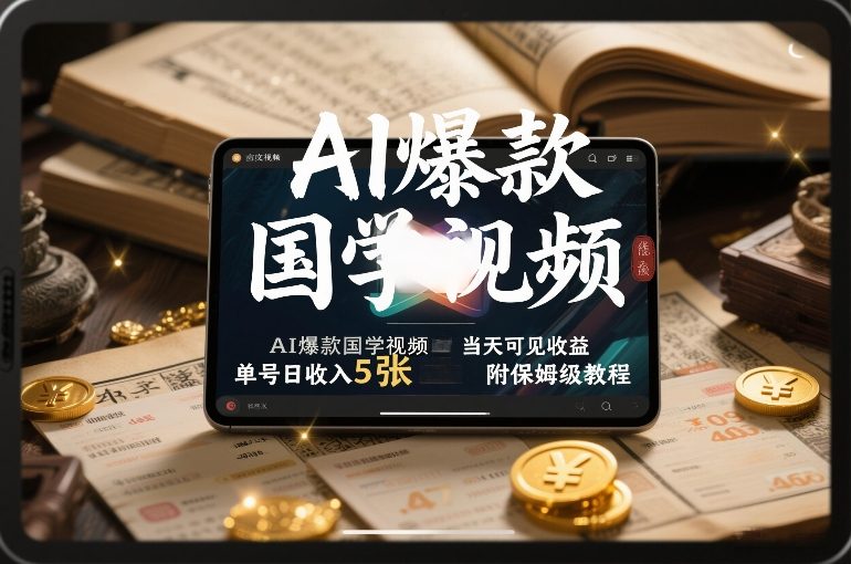 AI爆款国学视频，独家起号方法，小白直接上手，当天可见收益，单号日收入5张+附保姆级教程-遨游资源库