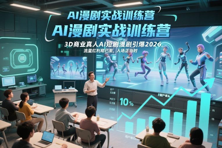 AI漫剧实战训练营，3D商业真人AI短剧漫剧引爆2026，流量红利期已至，入场正当时-遨游资源库