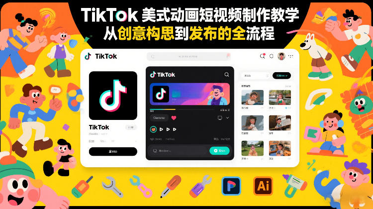TikTok美式动画短视频制作教学，从创意构思到发布的全流程-遨游资源库