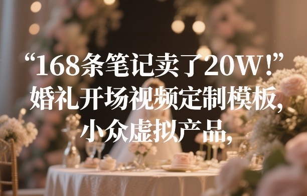 168条笔记卖了20W！婚礼开场视频定制模板，小众虚拟产品-遨游资源库