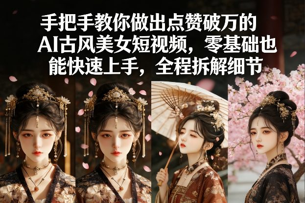 手把手教你做出点赞破万的AI古风美女短视频，零基础也能快速上手，全程拆解细节-遨游资源库