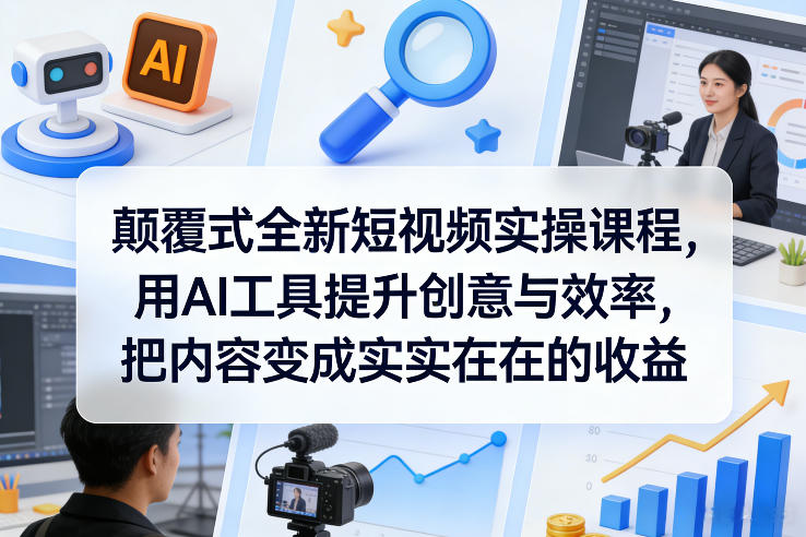 颠覆式全新短视频实操课程，用AI工具提升创意与效率，把内容变成实实在在的收益-遨游资源库