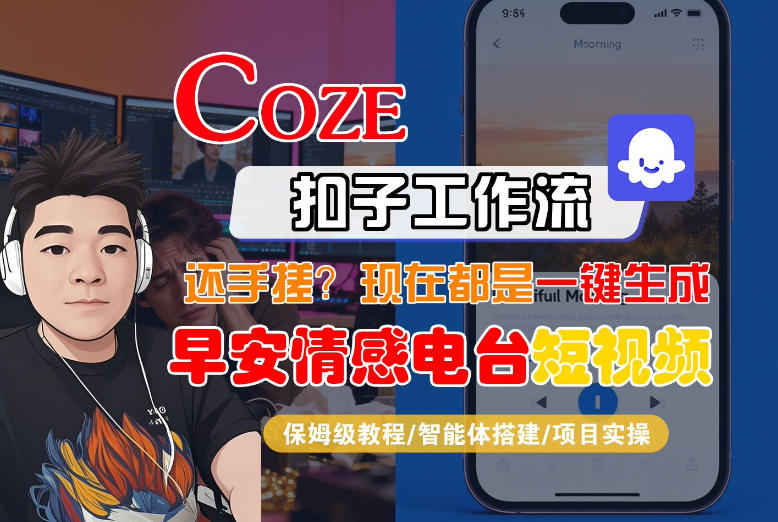 【Coze工作流搭建实操教程】【coze】早安情感电台日签视频还在手动做？用扣子工作流自动生成，省时90%-遨游资源库