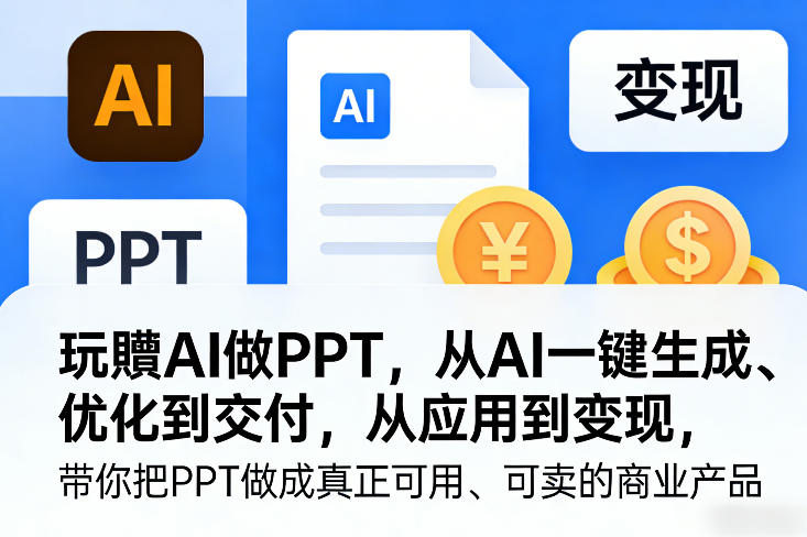 玩賺AI做PPT，从AI一键生成、优化到交付，从应用到变现，带你把PPT做成真正可用、可卖的商业产品-遨游资源库