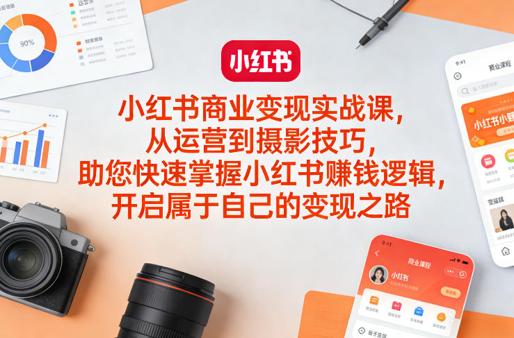 小红书商业变现实战课，从运营到摄影技巧，助您快速掌握小红书賺钱逻辑，开启属于自己的变现之路-遨游资源库