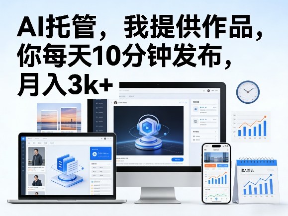 公众号AI托管，我提供作品，你每天10分钟发布，月入3k+【揭秘】-遨游资源库