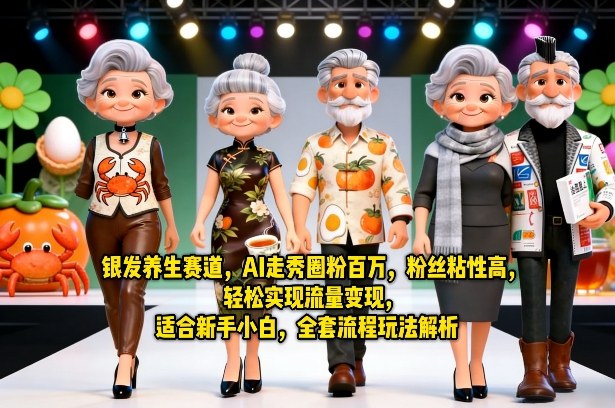 银发养生赛道，AI走秀圈粉百万，粉丝粘性高，轻松实现流量变现，适合新手小白，全套流程玩法解析-遨游资源库