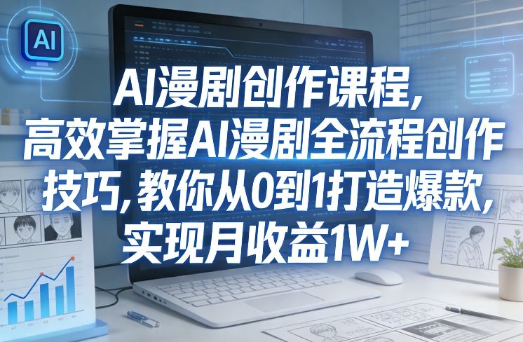 某社群AI漫剧创作课程，高效掌握AI漫剧全流程创作技巧，教你从0到1打造爆款，实现月收益1W+-遨游资源库