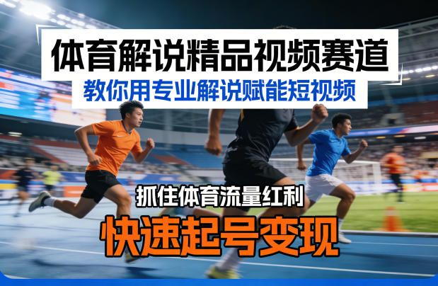 体育解说精品视频赛道，教你用专业解说赋能短视频，抓住体育流量红利，快速起号变现-遨游资源库