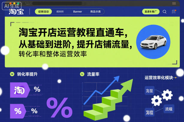 淘宝开店运营教程直通车，从基础到进阶，提升店铺流量，转化率和整体运营效率（更新26年3月）-遨游资源库