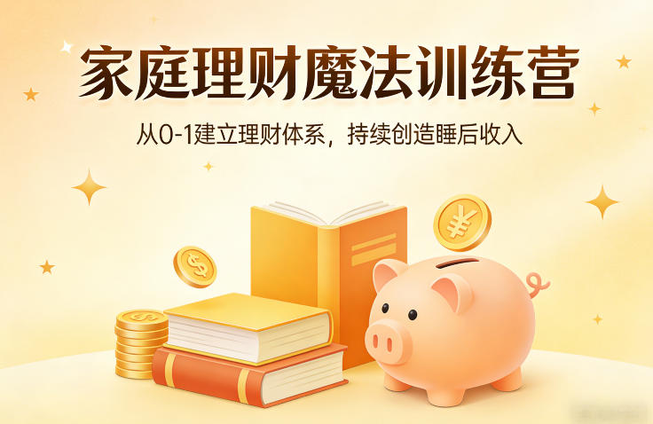 家庭理财魔法训练营，从0-1建立理财体系，持续创造睡后收入-遨游资源库