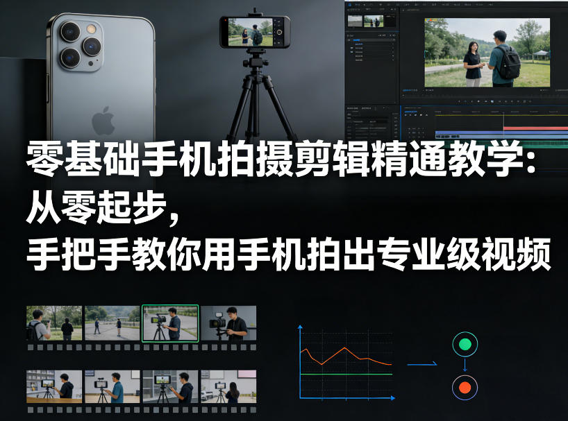 零基础手机拍摄剪辑精通教学：从零起步，手把手教你用手机拍出专业级视频-遨游资源库