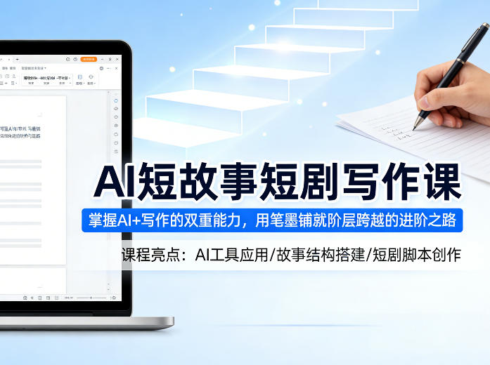 AI短故事短剧写作课，掌握AI+写作的双重能力，用笔墨铺就阶层跨越的进阶之路-遨游资源库