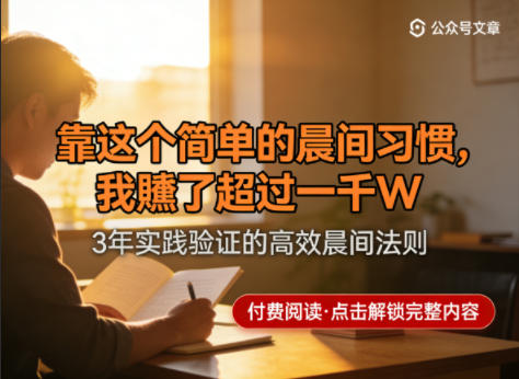 某公众号付费文章：靠这个简单的晨间习惯，我賺了超过一千W-遨游资源库