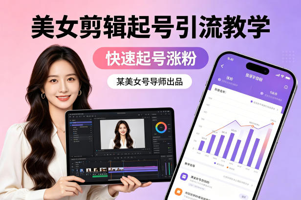 某美女号导师出品：美女剪辑起号引流教学，快速起号涨粉-遨游资源库