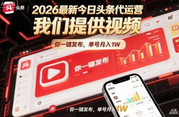 今日头条躺賺模式，你9我1，操作简单，一键发布，单机日入数百，长期合作【揭秘】-遨游资源库