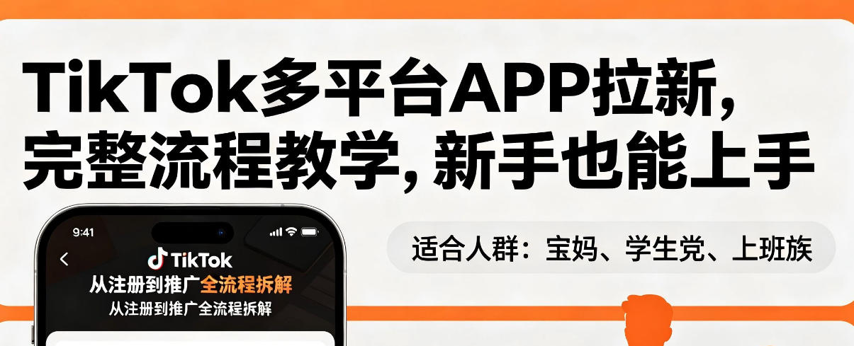 TikTok多平台APP拉新，完整流程教学，新手也能上手，轻松出海搞美金-遨游资源库