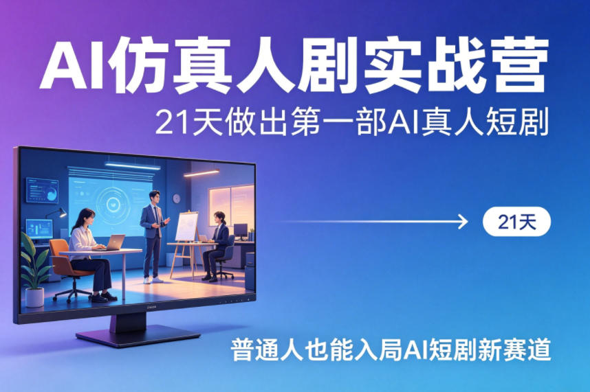 AI仿真人剧实战营，21天做出第一部AI真人短剧，普通人也能入局AI短剧新赛道-遨游资源库