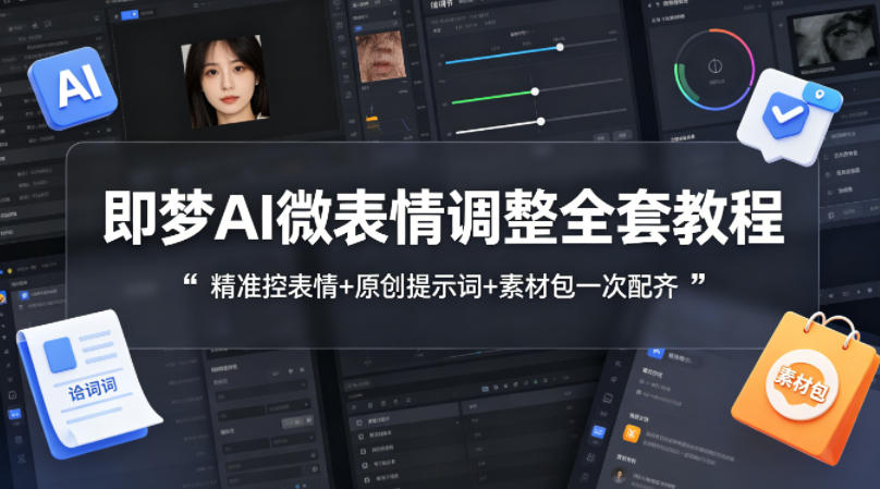 即梦AI微表情调整全套教程，精准控表情+原创提示词+素材包一次配齐-遨游资源库