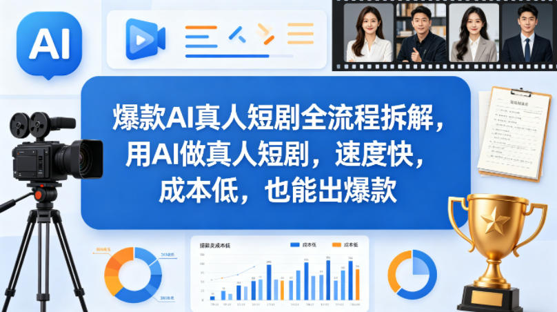 爆款AI真人短剧全流程拆解，用AI做真人短剧，速度快，成本低，也能出爆款-遨游资源库