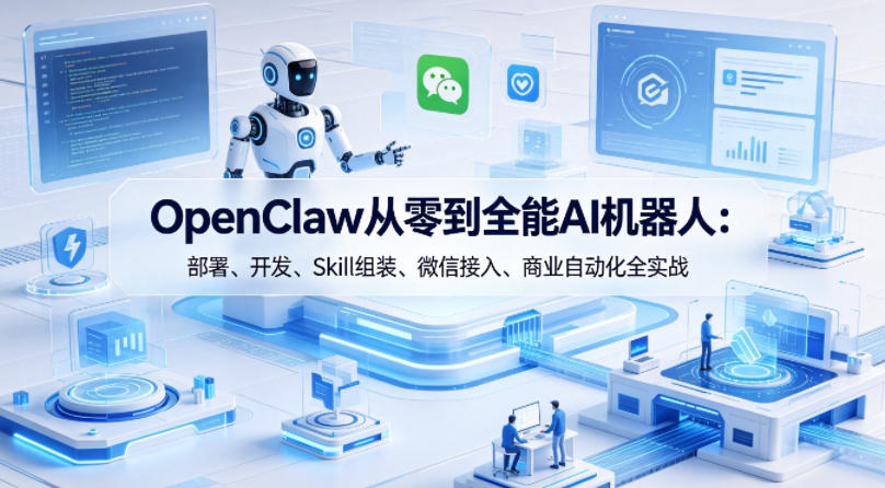 OpenClaw从零到全能AI机器人：部署、开发、Skill组装、微信接入、商业自动化全实战-遨游资源库