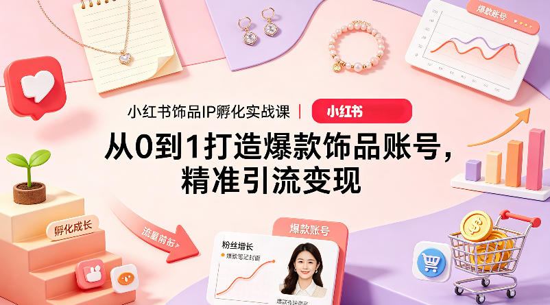 小红书饰品IP孵化实战课｜从0到1打造爆款饰品账号，精准引流变现-遨游资源库