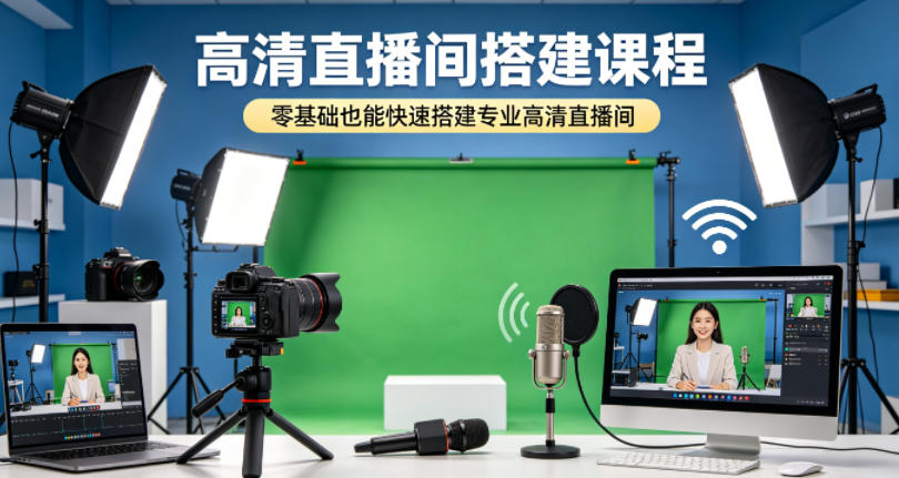 高清直播间搭建课程，零基础也能快速搭建专业高清直播间-遨游资源库