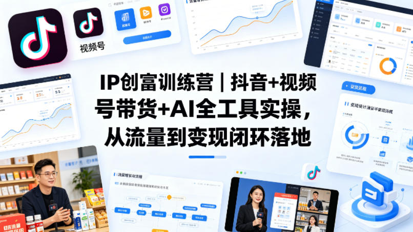 IP创富训练营｜抖音+视频号带货+AI全工具实操，从流量到变现闭环落地-遨游资源库
