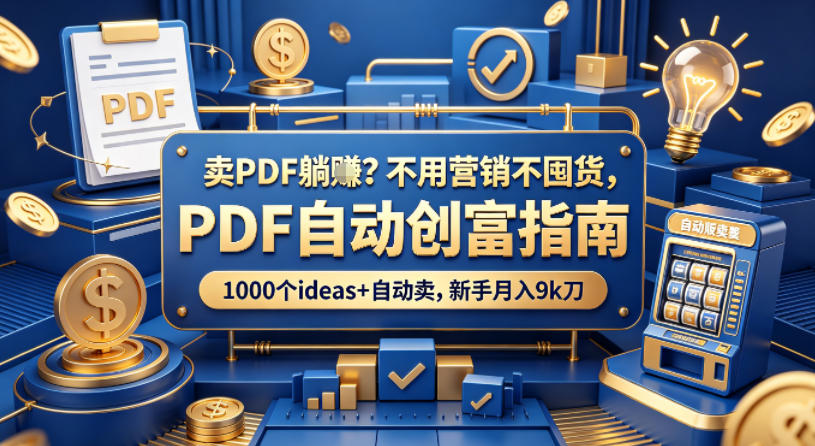 卖PDF躺賺？不用营销不囤货，PDF自动创富指南，1000个ideas+自动卖，新手月入9k刀【原创双语字幕】-遨游资源库