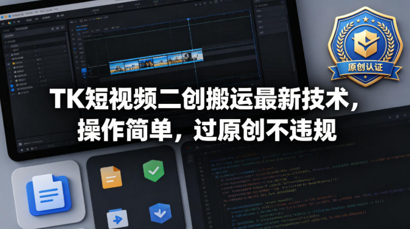 TK短视频二创搬运最新技术，操作简单，过原创不违规-遨游资源库