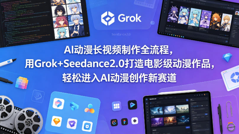 AI动漫长视频制作全流程，用Grok+Seedance2.0打造电影级动漫作品，轻松进入AI动漫创作新赛道-遨游资源库
