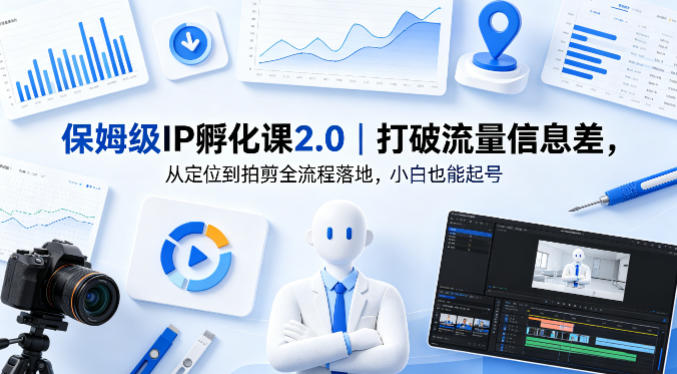 保姆级IP孵化课2.0｜打破流量信息差，从定位到拍剪全流程落地，小白也能起号-遨游资源库