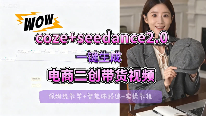 【Coze工作流搭建实操教程】seedance2.0+coze一键生成电商二创带货视频，全流程保姆级教学-遨游资源库