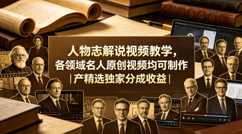 人物志解说视频教学，各领域名人原创视频均可制作丨精选独家分成收益（更新0430）-遨游资源库