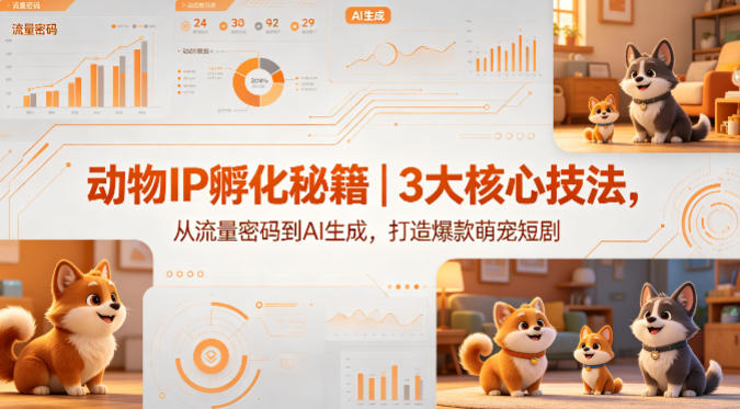 动物IP孵化秘籍｜3大核心技法，从流量密码到AI生成，打造爆款萌宠短剧-遨游资源库