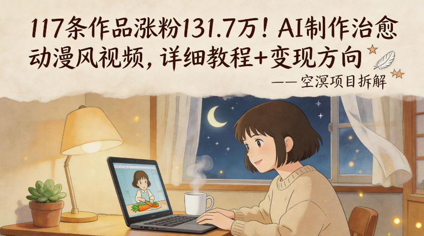 117条作品涨粉131.7W！AI制作治愈动漫风视频，详细教程+变现方向-遨游资源库