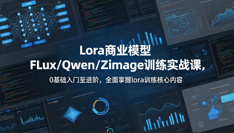 系统性学习Lora商业模型FLux／Qwen／Zimage训练实战课，0基础入门至进阶，全面掌握lora训练核心内容-遨游资源库