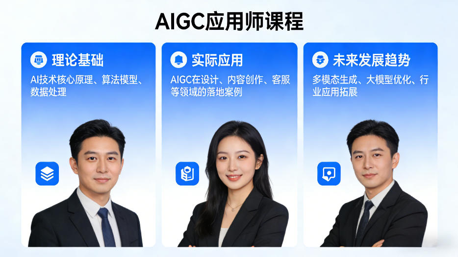AIGC应用师课程，覆盖了AI技术的理论基础、实际应用、以及未来发展趋势-遨游资源库