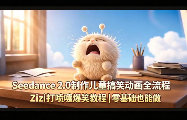 Seedance 2.0制作儿童搞笑动画全流程Zizi打喷嚏爆笑教程｜零基础也能做-遨游资源库