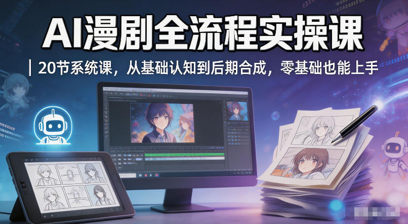 AI漫剧全流程实操课｜20节系统课，从基础认知到后期合成，零基础也能上手-遨游资源库