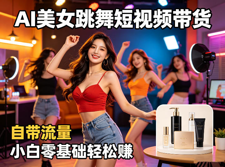 AI美女跳舞短视频带货：自带流量，小白零基础轻松賺，详细拆解-遨游资源库