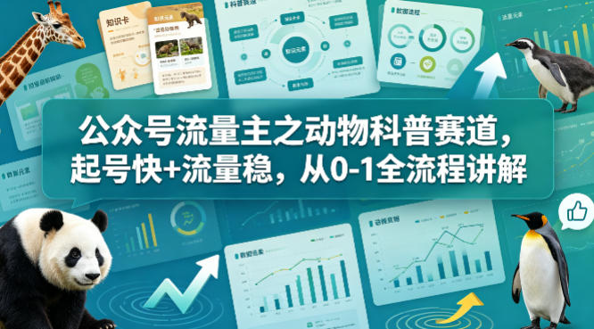 公众号流量主之动物科普赛道，起号快+流量稳，从0-1全流程讲解-遨游资源库