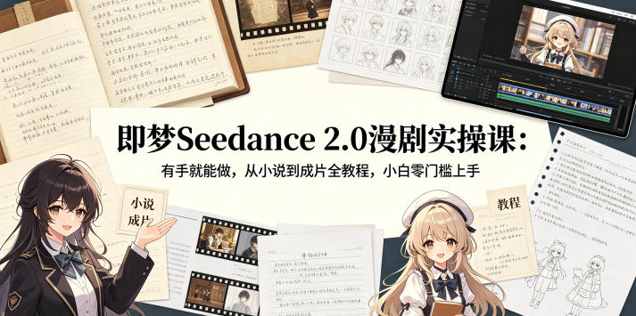即梦Seedance 2.0漫剧实操课：有手就能做，从小说到成片全教程，小白零门槛上手-遨游资源库