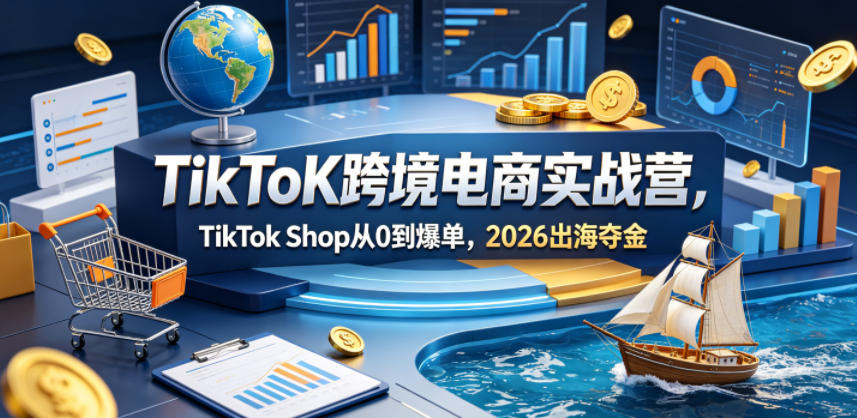 TikToK跨境电商实战营，TikTok Shop从0到爆单，2026出海夺金-遨游资源库