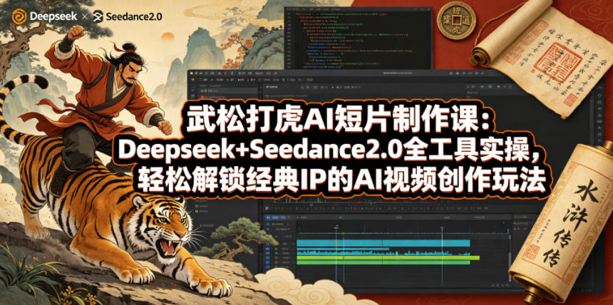 武松打虎AI短片制作课：Deepseek+Seedance2.0全工具实操，轻松解锁经典IP的AI视频创作玩法-遨游资源库
