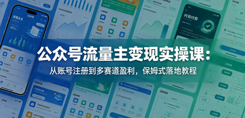公众号流量主变现实操课：从账号注册到多赛道盈利，保姆式落地教程-遨游资源库