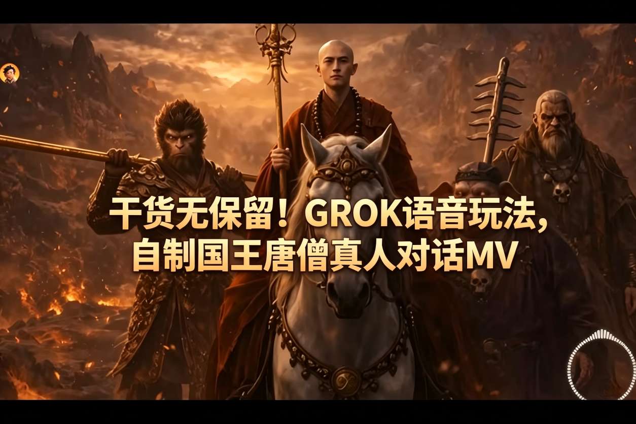 干货无保留！GROK语音玩法，自制国王唐僧真人对话MV-遨游资源库