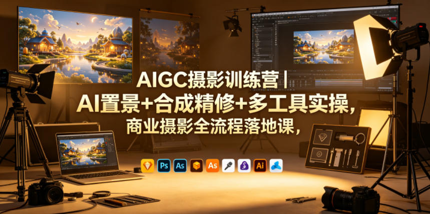 AIGC摄影训练营｜AI置景+合成精修+多工具实操，商业摄影全流程落地课-遨游资源库